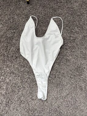 Girls' White One-Piece Bodysuit with Slim Straps